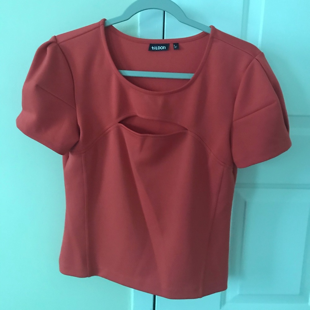 Coral Puff Sleeve Blouse